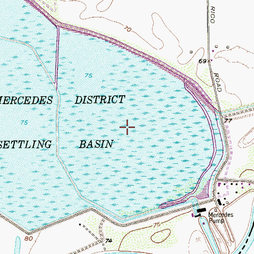 Topographic Map of Mercedes Settling Basin, TX