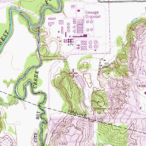 Topographic Map of Prestonwood Lake Dam, TX