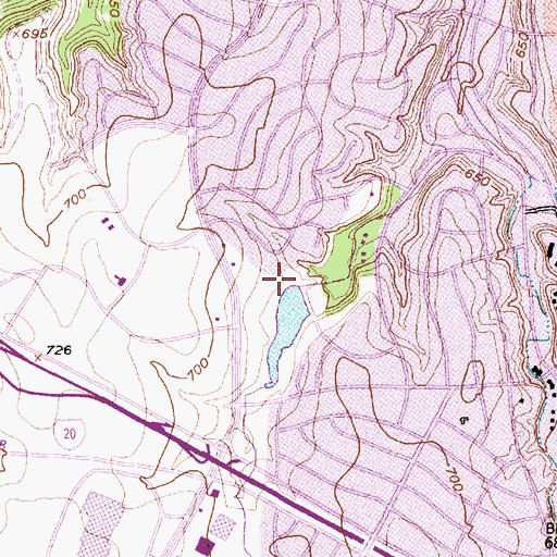 Topographic Map of Willow Creek Lake Dam, TX