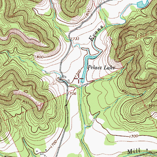 Topographic Map of Pelaez Lake Dam, TX