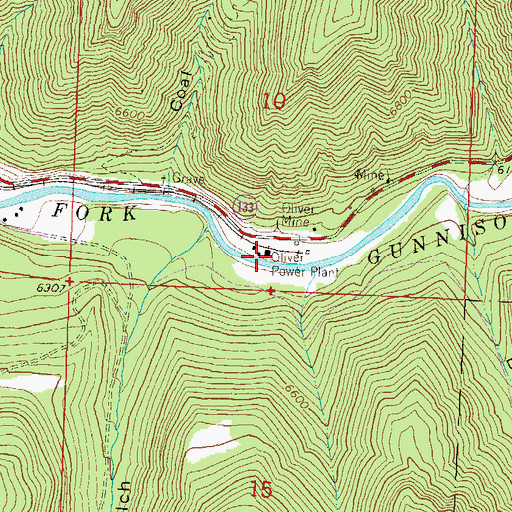 Topographic Map of Oliver Power Plant, CO