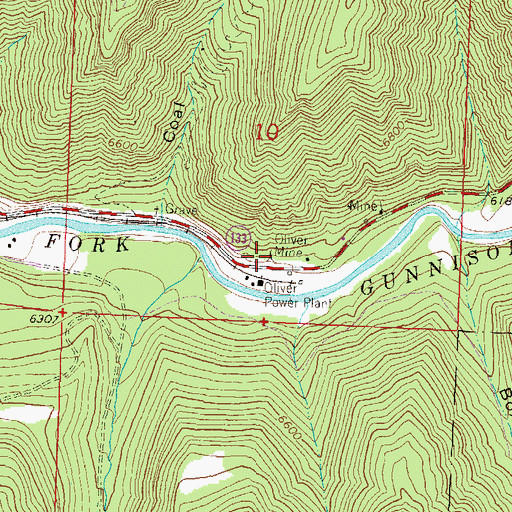 Topographic Map of Oliver Mine, CO