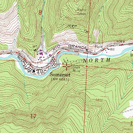 Topographic Map of Clark Mine, CO