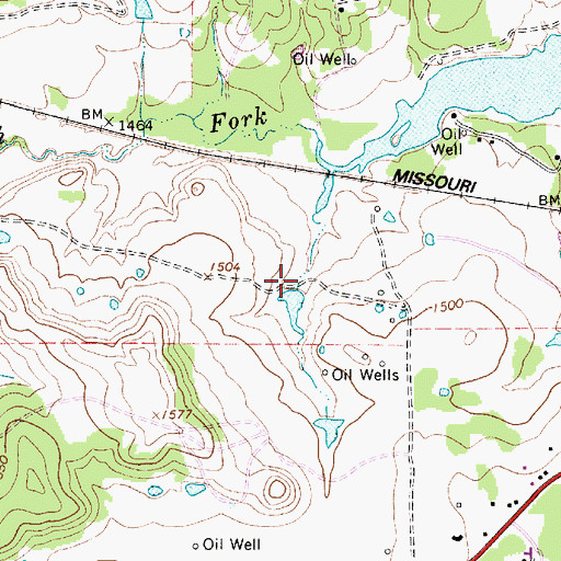 Topographic Map of East King Dam, TX
