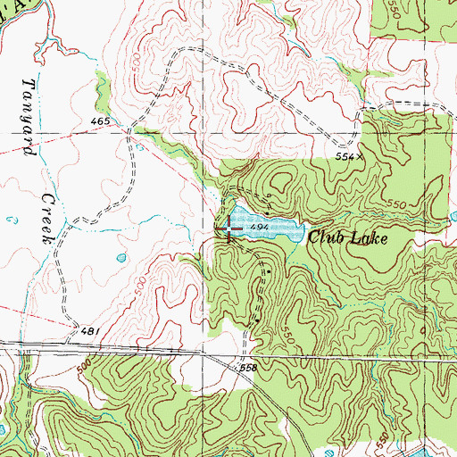 Topographic Map of Club Lake Dam, TX