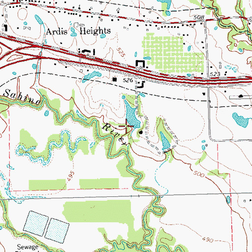 Topographic Map of Hutchins Dam, TX