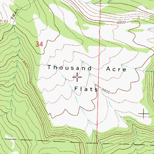 Topographic Map of Thousand Acre Flats, CO