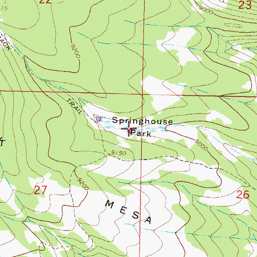 Topographic Map of Springhouse Park, CO