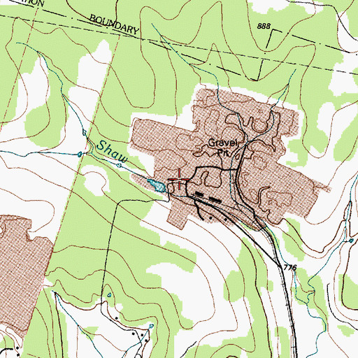 Topographic Map of Shaw Creek Dam, TX
