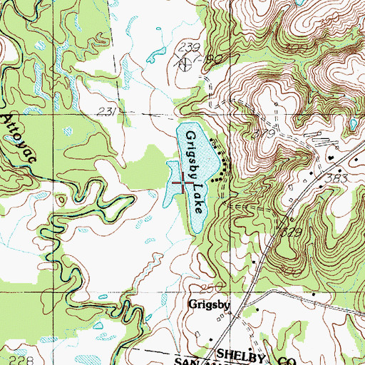 Topographic Map of Attoyac Dam, TX
