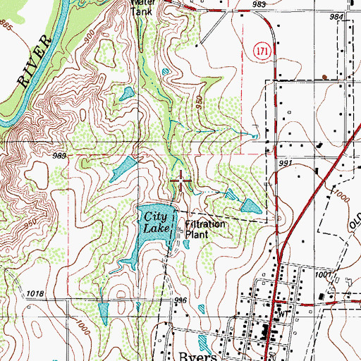 Topographic Map of Byers City Reservoir Dam, TX