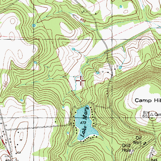 Topographic Map of Lake Mary Dam, TX