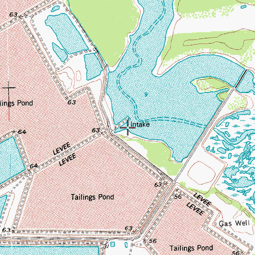 Topographic Map of Evaporation Lake Number 1 Levee, TX