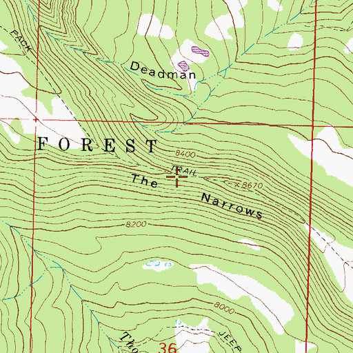 Topographic Map of The Narrows, CO