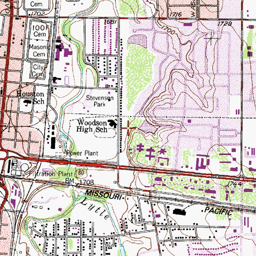 Topographic Map of Diamond Lake Dam, TX