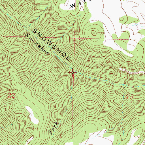 Topographic Map of Dry Fork Snowshoe Creek, CO