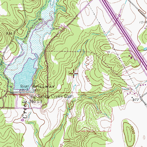 Topographic Map of Soil Conservation Service Site 13a Reservoir, TX