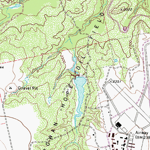 Topographic Map of Turner May Dam, TX
