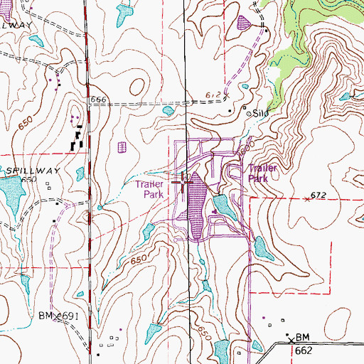 Topographic Map of Twin Lakes Number 1 Dam, TX