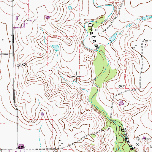 Topographic Map of Ewing Lake Dam, TX