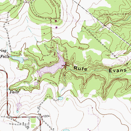 Topographic Map of Rufe Evans Lake Dam, TX
