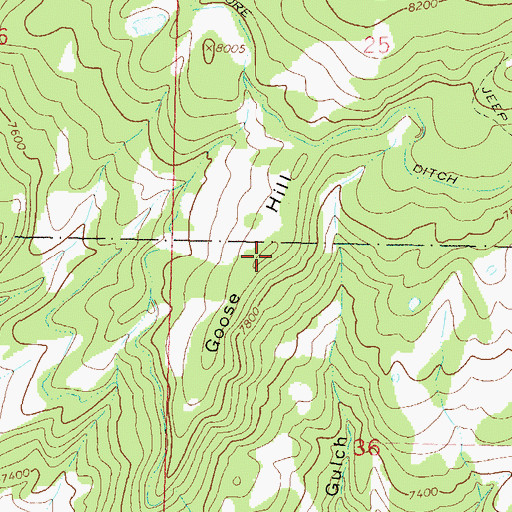 Topographic Map of Goose Hill, CO