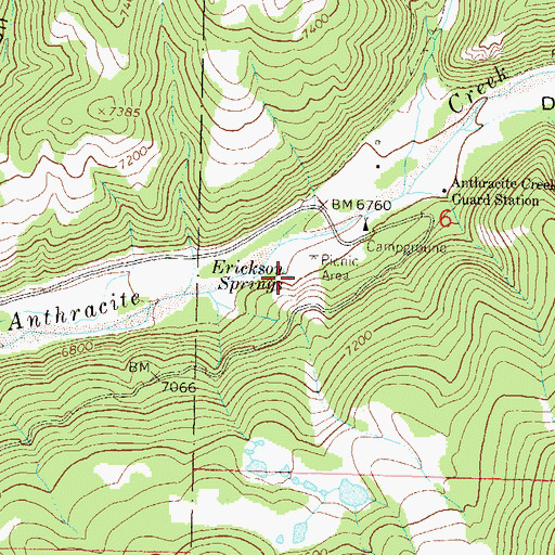Topographic Map of Erickson Springs, CO