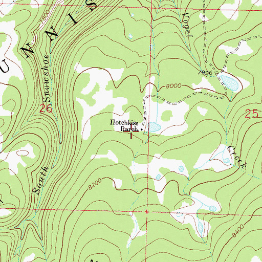 Topographic Map of Hotchkiss Ranch, CO