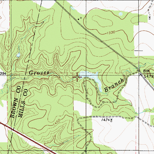 Topographic Map of Clark Lake Dam, TX