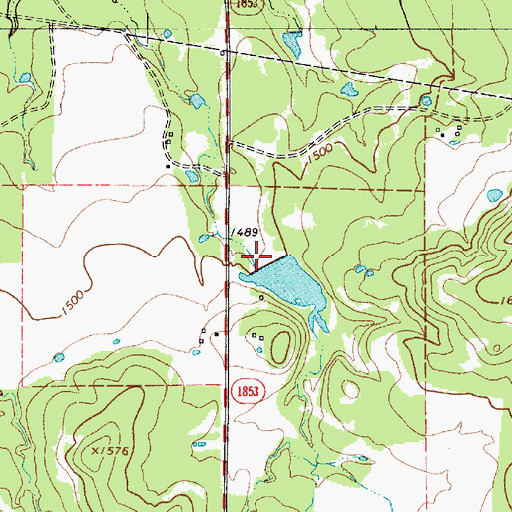 Topographic Map of Cooper Lake Dam, TX
