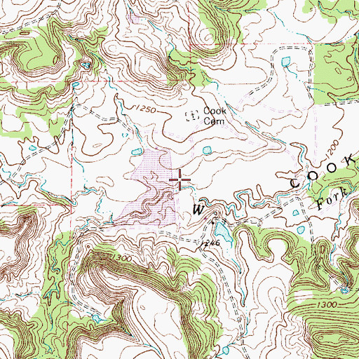 Topographic Map of Dickey Lake Dam, TX