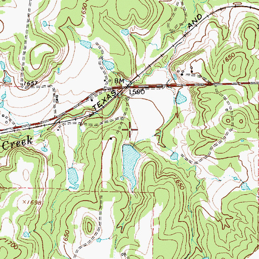 Topographic Map of Kendall Lake Dam, TX
