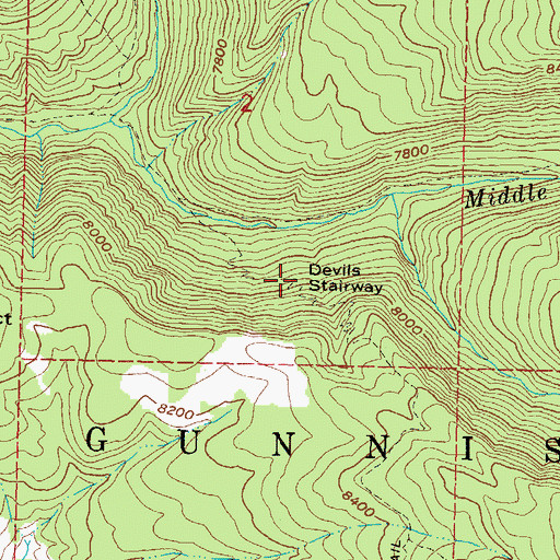 Topographic Map of Devils Stairway, CO
