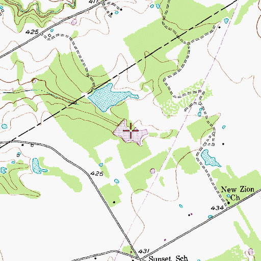 Topographic Map of Mann Lake, TX