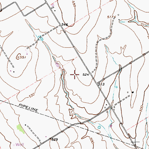 Topographic Map of Krause Lake Dam, TX