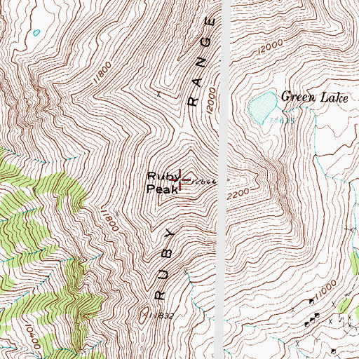 Topographic Map of Ruby Peak, CO
