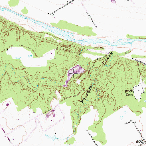 Topographic Map of Mahoney Lake Dam, TX