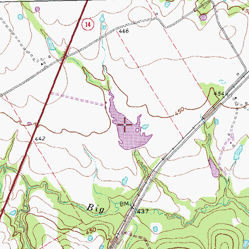 Topographic Map of Knox Lake, TX