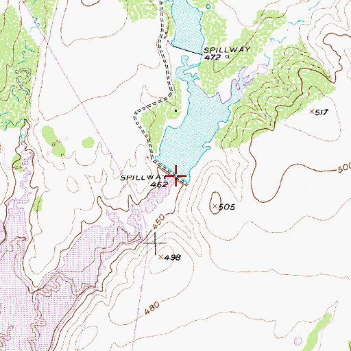 Topographic Map of Felton Lower Lake Dam, TX