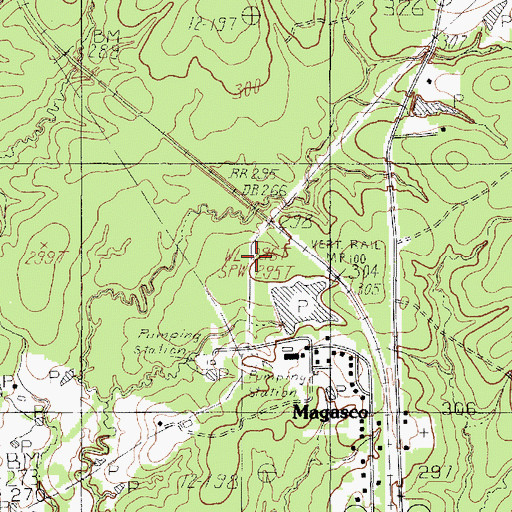 Topographic Map of Magasco Lake Dam, TX