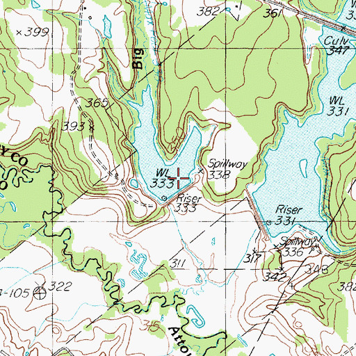 Topographic Map of Soil Conservation Service Site 7 Dam, TX