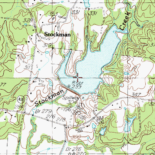 Topographic Map of Soil Conservation Service Site 12 Reservoir, TX