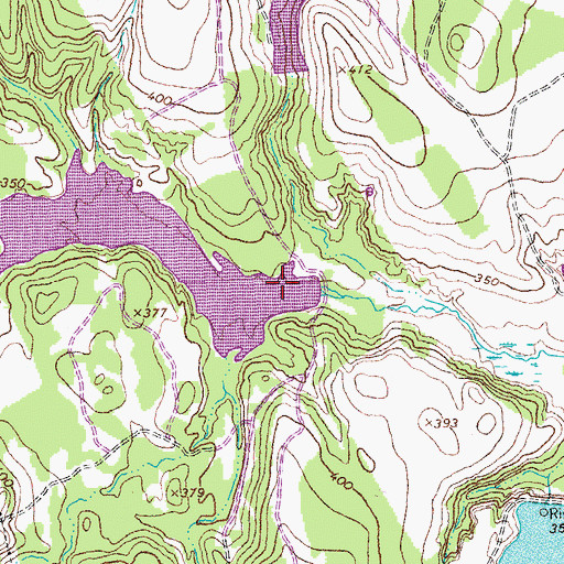 Topographic Map of Simms Lake Dam, TX