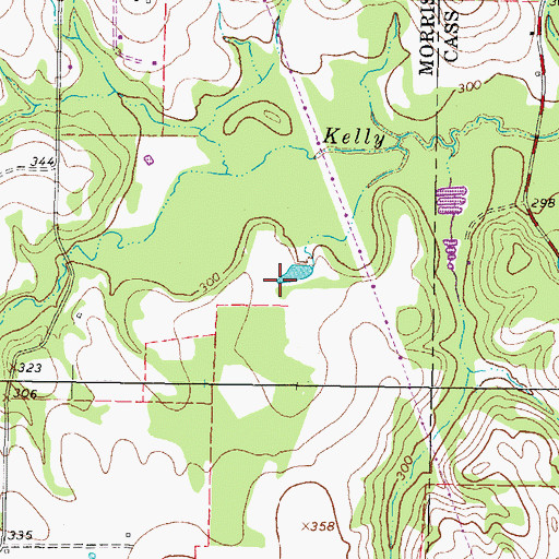 Topographic Map of Justiss Farms Lake Dam, TX