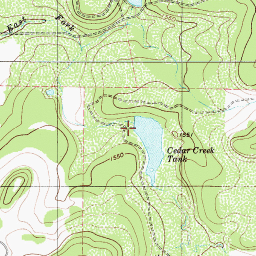 Topographic Map of Cedar Creek Tank Dam, TX