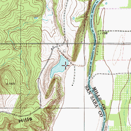Topographic Map of McDaniel Lake Dam, TX