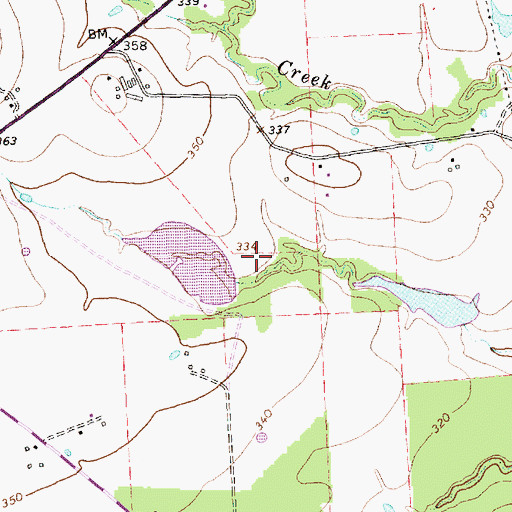 Topographic Map of Moss Lake Dam, TX