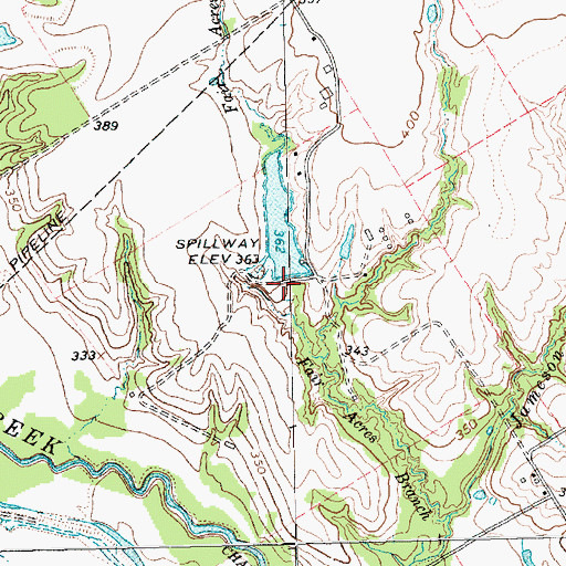 Topographic Map of Wheelock Lake Dam, TX