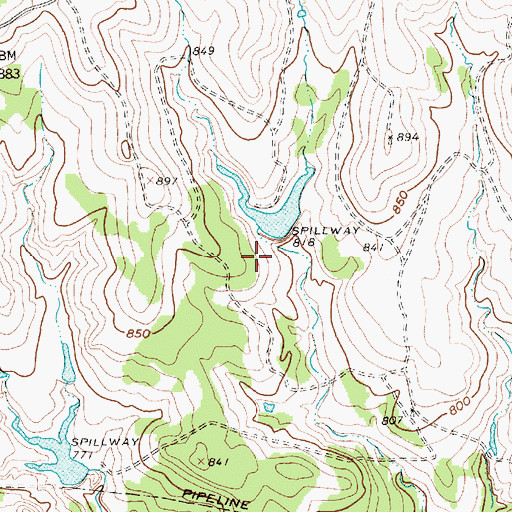 Topographic Map of Black Lake Number 6 Dam, TX