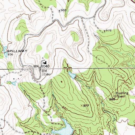 Topographic Map of Aldenhoven Lake Dam, TX